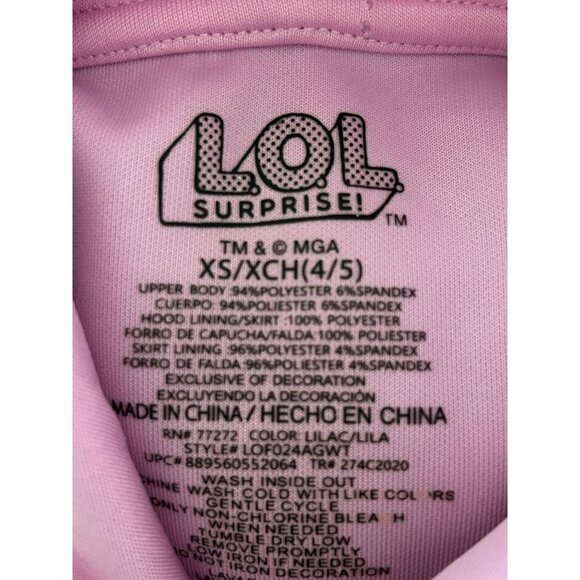LOL Surprise! Glitter On Pink Hoodie Dress XS (4/5) With Silver Glitter Tulle Sk - Picture 6 of 7